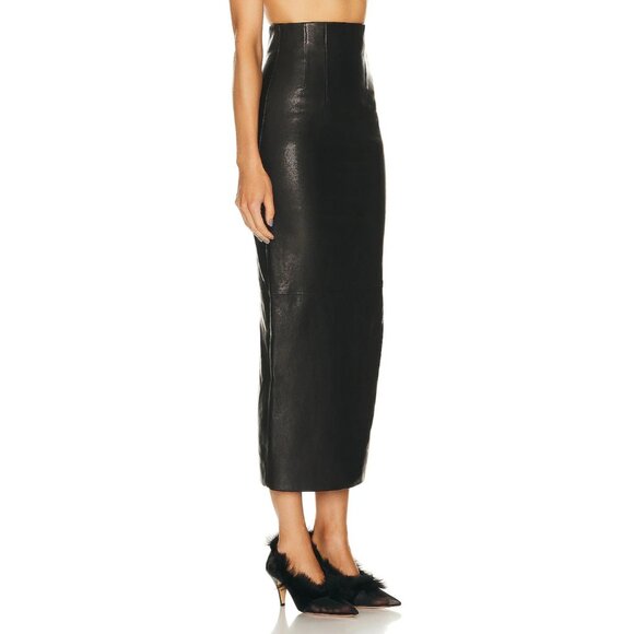 KHAITE Loxley Skirt in Black Leather - Picture 7 of 9